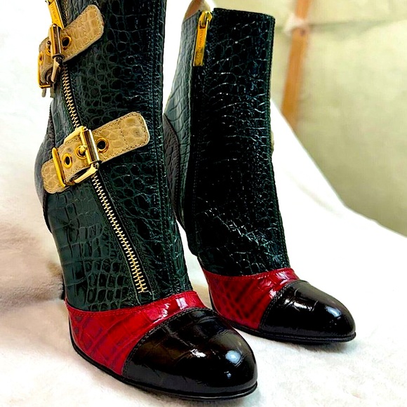 Luciano Padovan Italian Stylish Authentic Crocodile Skin Heeled Boots Size 36 - Picture 4 of 16